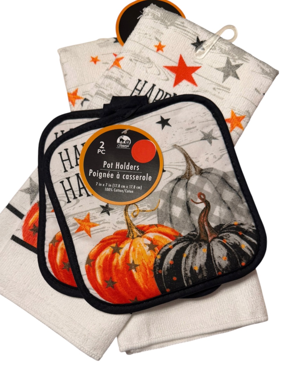 Harvest Pumpkin Kitchen Pot Holders and Towels - NWT